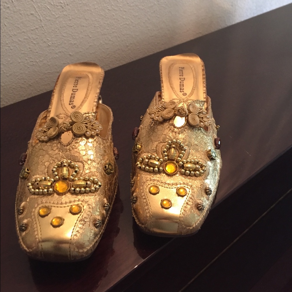 Gold Pierre Dumas Decorative Mule